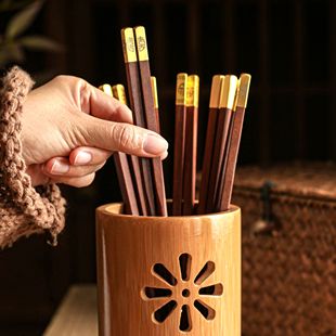 结婚筷子尖头筷子复古餐具实木筷子专人专筷防滑筷子家用木筷喜筷