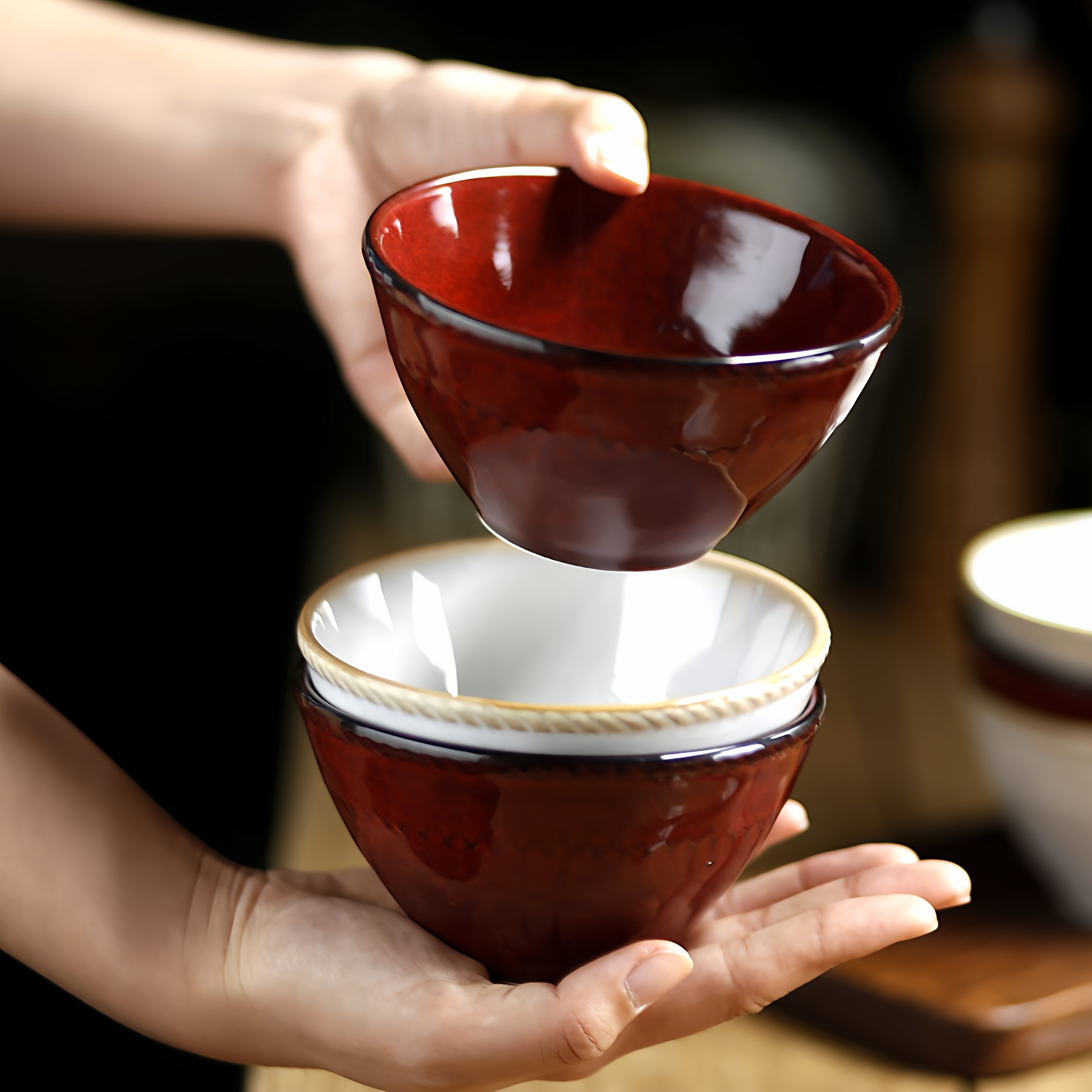 碗女生高颜值迁乔碗陶瓷斗笠饭碗