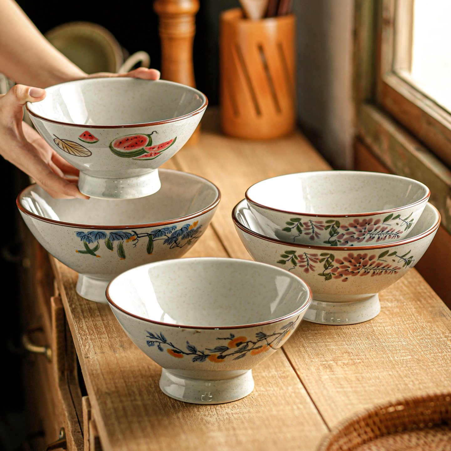 吃面碗家用2025新款拉面碗漂亮汤面碗陶瓷大碗面碗高脚饭碗嗦粉碗,餐饮具,碗,淘宝优惠券,粉丝福利购,淘宝优惠卷