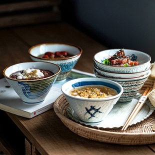 碗家用2025新款个人专用5英寸斗笠碗饭碗陶瓷餐具日式面碗釉下彩