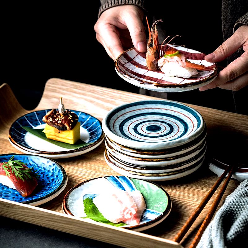手绘陶瓷寿司点心碟子小盘子厚重