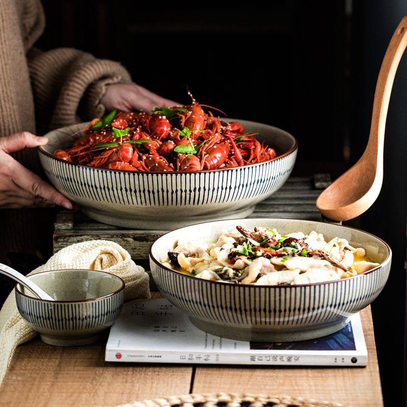 碗大号陶瓷汤碗酸菜鱼大盆碗釉下彩盘子大碗家用日式餐具面碗汤盆,餐饮具,碗,淘宝优惠券,粉丝福利购,淘宝优惠卷