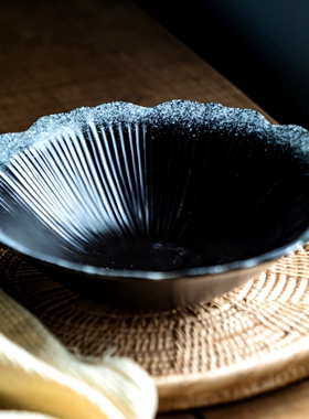 黑色盘子家用菜盘深盘碗陶瓷餐盘大碗面碗釉下彩碗具单个日式餐具