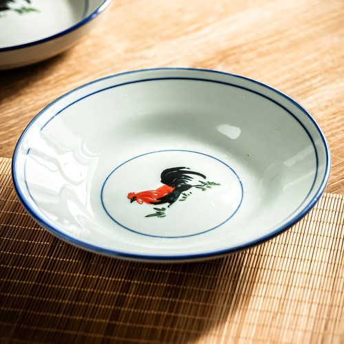 公鸡盘老式瓷盘子菜盘家用陶瓷盘