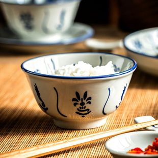 饭碗糖水甜品碗陶瓷餐具 碗家用汤碗特别好看 青花瓷老式 碗吃饭