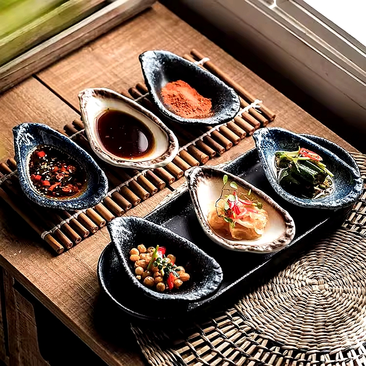 蚝型小碟子蘸料辣椒碟陶瓷商用