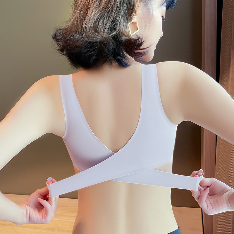 春夏性感交叉美背侧扣矫正文胸女小胸聚拢上托收副乳运动背心内衣