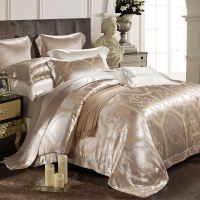 European-style luxurious court 100% mulberry silk four-piece set, high-end nude sleeping jacquard silk quilt cover, silk bedding thumbnail 4
