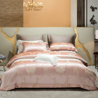 European-style luxurious court 100% mulberry silk four-piece set, high-end nude sleeping jacquard silk quilt cover, silk bedding thumbnail 3