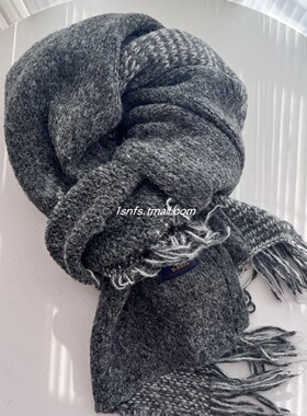 1sn 高级感毛边纯色羊毛针织围巾男女灰色软糯礼物盒装情侣围脖潮