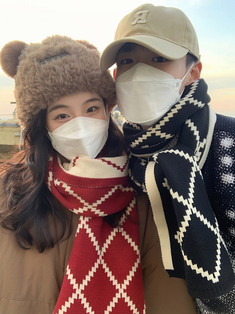 可写卡片情侣双面针织围巾