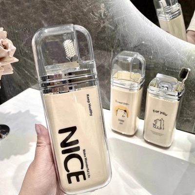 日本进口三合一漱口杯情侣便携式