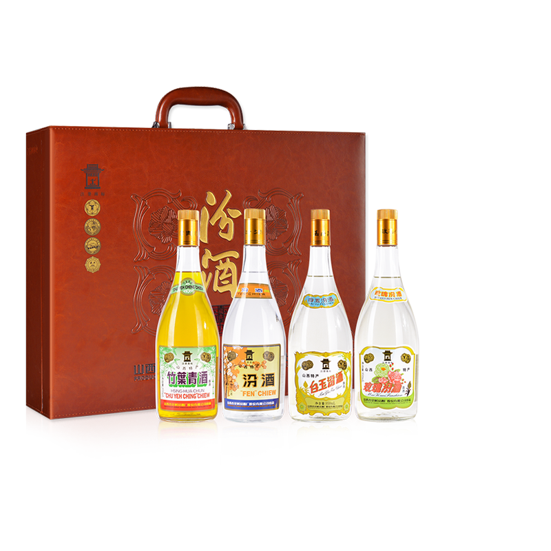汾酒杏花村酒950ml*4瓶白玉+玫瑰+竹叶青酒+汾酒套装清香型白酒