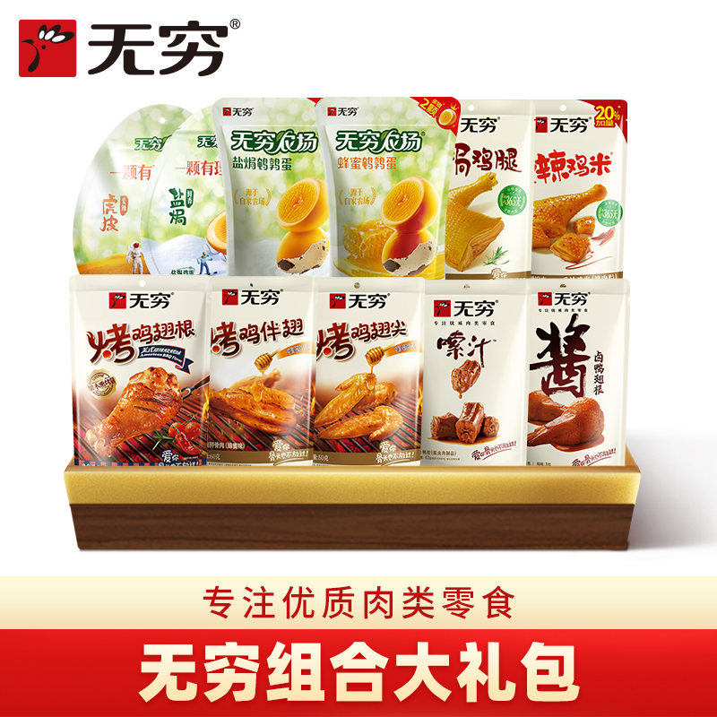 无穷肉类零食大礼包即食解馋鸡腿鸡翅尖鸡蛋鹌鹑蛋卤蛋鸭翅根鸭脖