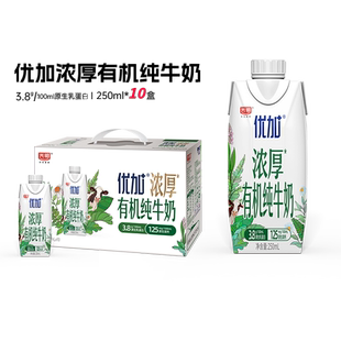 光明优加3.8克蛋白有机纯牛奶250ml*10盒整箱年货礼