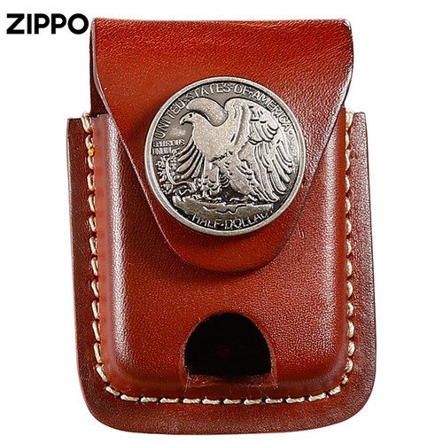 zippo打火机原装正品黑色牛皮