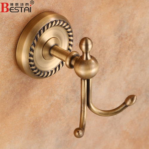 全铜挂衣钩单个欧式卫生t间单钩仿古免打孔毛巾挂钩厕所衣服衣帽