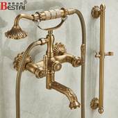 仿古全铜淋浴花洒套装 洗澡浴缸龙头冷热混水阀 简易浴室喷头挂墙式