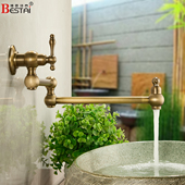 仿古入墙式 户外水龙头防冻裂室外阳台拖把池洗衣池单冷可折叠复古