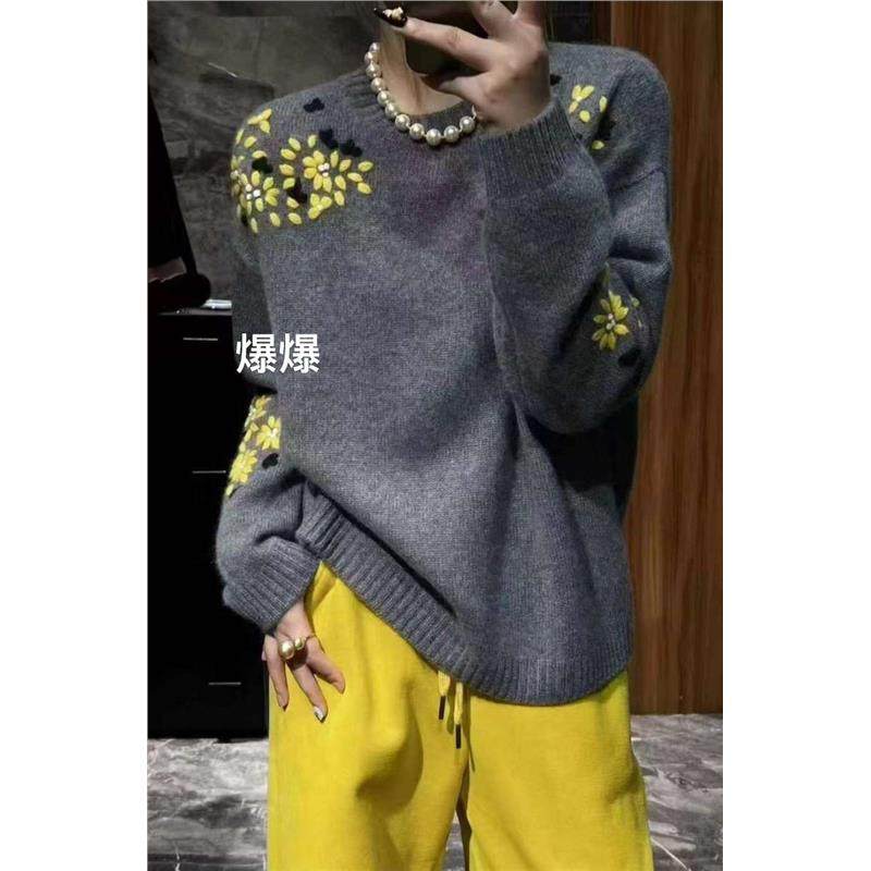 欧货法式重磅刺绣山羊绒针