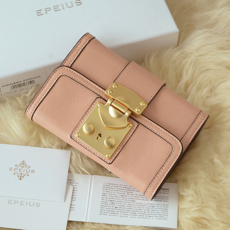 EPEIUS 软皮钱包 女 粉色 搭扣 金扣 钱包 正品钱包包邮 礼品 女