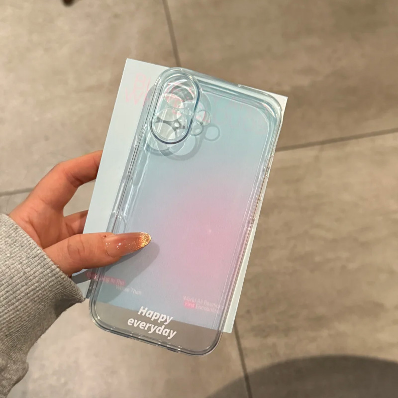 晕染ins粉蓝色渐变适用iPhone16苹果15promax手机壳华为mate/p70荣耀300vivox200mini小米K80OPPOReno13套女