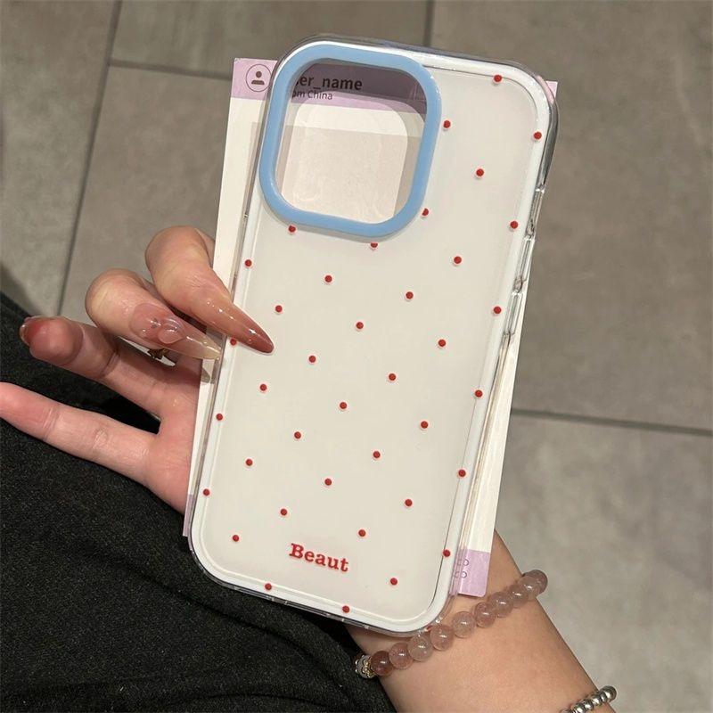 双层IMD壳韩系红波点薄荷绿底适用苹果16promax手机壳iphone15pro女款网红华为mate70荣耀vivoY76s小米15OPPO