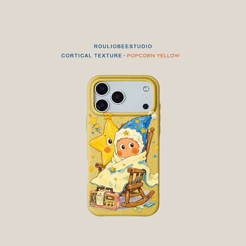 可爱冬日星人适用iPhone17promax苹果16pro手机壳vivox200新款高颜值皮纹小米17Promax防摔荣耀400华为Pura80