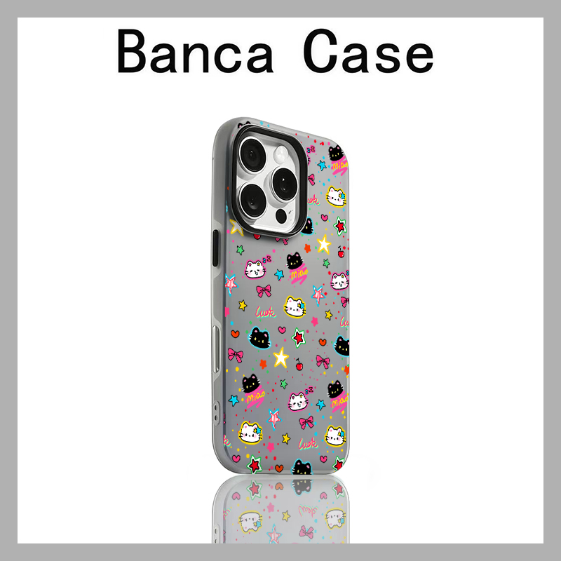 满屏卡通猫咪适用苹果iphone16手机壳苹果17promax肤感果冻二合一15pro简约14男女款x多色高级感防摔16plus软