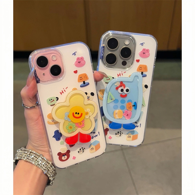 抖音同款ins动物花语摇摇乐支架适用苹果16手机壳iPhone华为mate70P50vivox200防摔小米15oppoReno13荣耀x60i