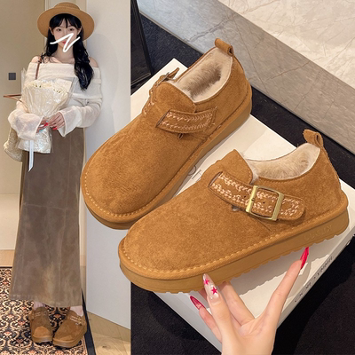 复古厚底加绒加厚勃肯鞋女2025秋冬新款保暖棉鞋豆豆鞋雪地靴女款