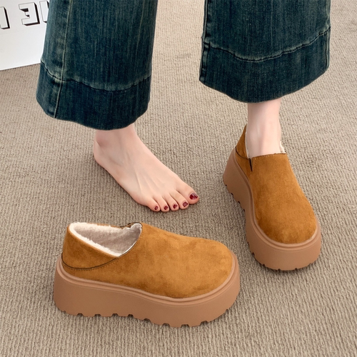 厚底全包勃肯鞋女2025新款冬季新款懒人一脚蹬博肯单鞋保暖棉鞋子