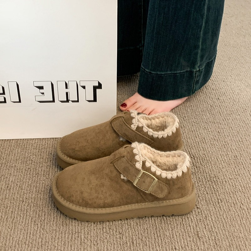 加绒勃肯鞋女2026冬季新款厚底低帮棉鞋豆豆乐福鞋休闲保暖雪地靴,女鞋,时尚雪地靴,淘宝优惠券,粉丝福利购,淘宝优惠卷