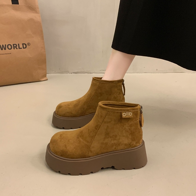 复古厚底松糕增高勃肯鞋女2025新款秋冬季小个子乐福鞋马丁靴短靴