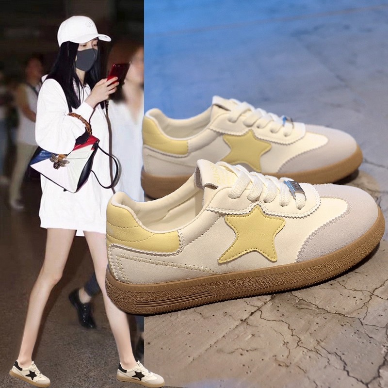 真皮厚底德训鞋女2025新款夏季透气阿甘鞋女款时尚板鞋休闲运动鞋