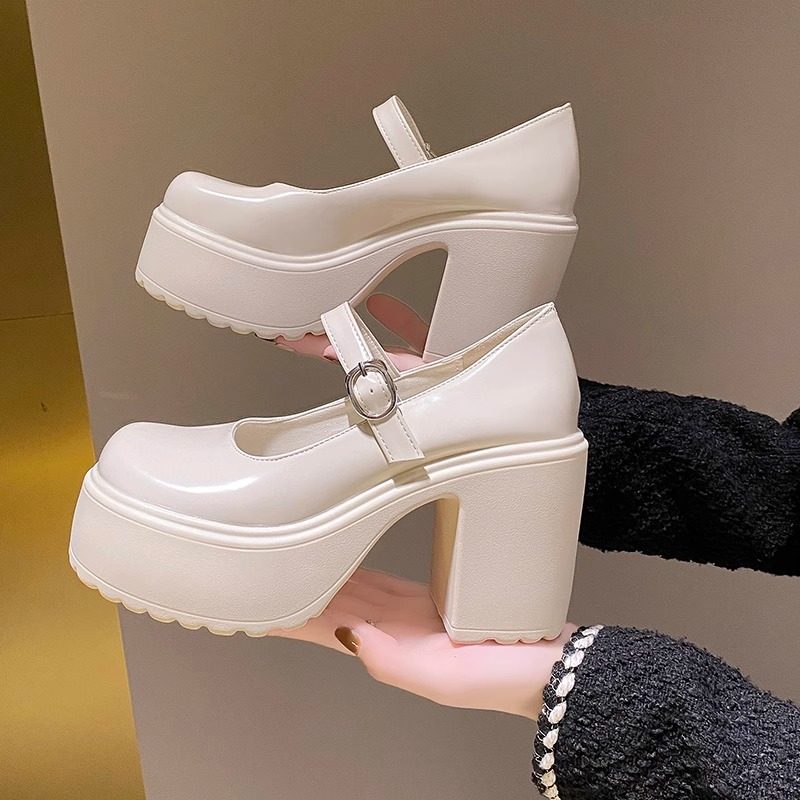 玛丽珍婚鞋女主婚纱神器松糕鞋10cm厚底粗跟新娘鞋防水台高跟鞋女,女鞋,浅口单鞋,淘宝优惠券,粉丝福利购,淘宝优惠卷