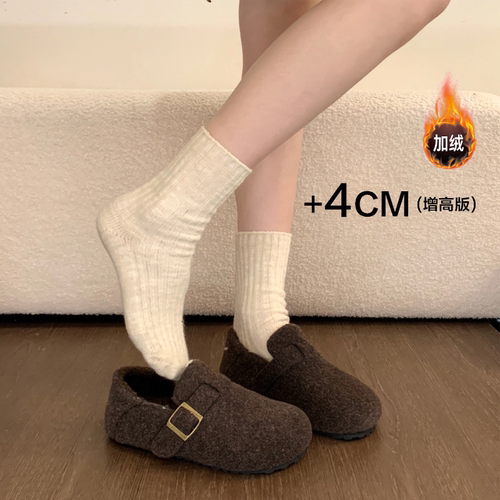 厚底加绒全包勃肯鞋女2025年新款冬季一脚蹬毛毛鞋懒人保暖棉鞋子