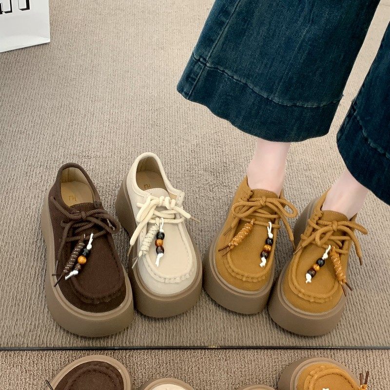 厚底增高小个子勃肯鞋女2025秋季新款大头丑萌松糕乐福鞋博肯单鞋,女鞋,乐福鞋（豆豆鞋）,淘宝优惠券,粉丝福利购,淘宝优惠卷