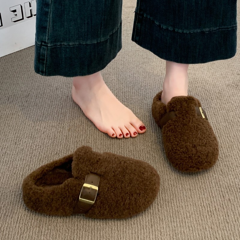 厚底加保暖包头勃肯拖鞋外穿2025新款季懒人毛毛1201k
