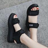 运动凉鞋 学生平底百搭厚底松糕坡跟软底罗马沙滩鞋 女2025夏季 新款