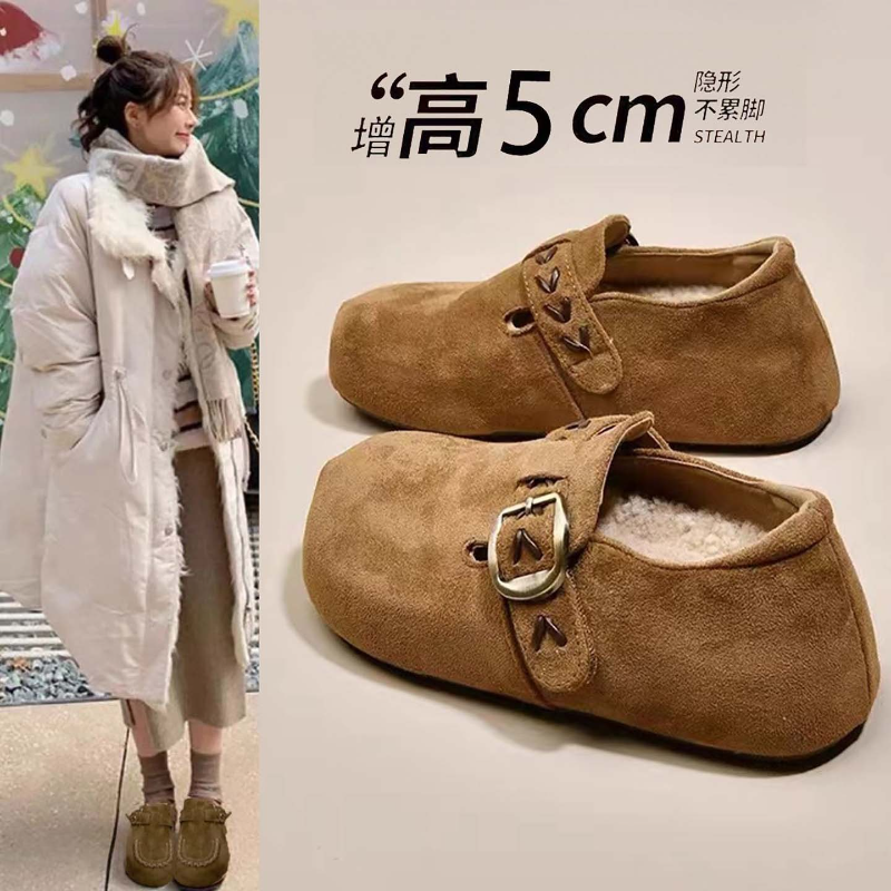 厚底全包加绒保暖勃肯鞋女2025新款爆款秋冬乐福鞋一脚蹬博肯棉鞋