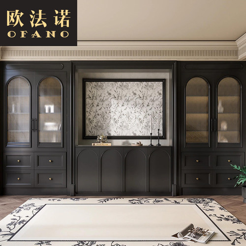 全屋定制法式复古黑色餐边柜橱柜全屋空间整装定制工厂定做