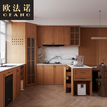 全屋定制中古风橱柜厨房岛台吊柜别墅全屋空间定制工厂定做