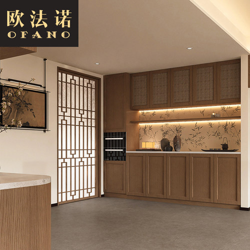 全屋定制法式中古风餐边柜木色全屋空间整装定制工厂定做