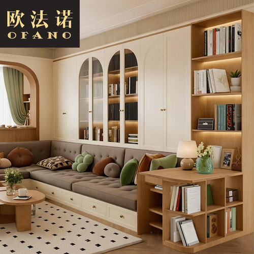 全屋定制法式中古风客厅展示柜餐边柜橱柜全屋空间整装工厂定做