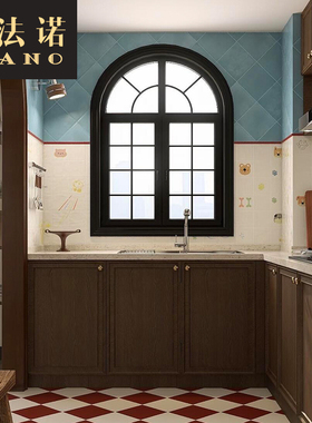 全屋定制中古风橱柜厨房岛台吊柜别墅全屋空间定制工厂定做