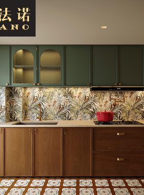 全屋定制中古风橱柜厨房岛台吊柜别墅全屋空间定制工厂定做