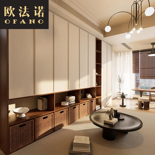 全屋定制法式中古风餐边柜木色全屋空间整装定制工厂定做