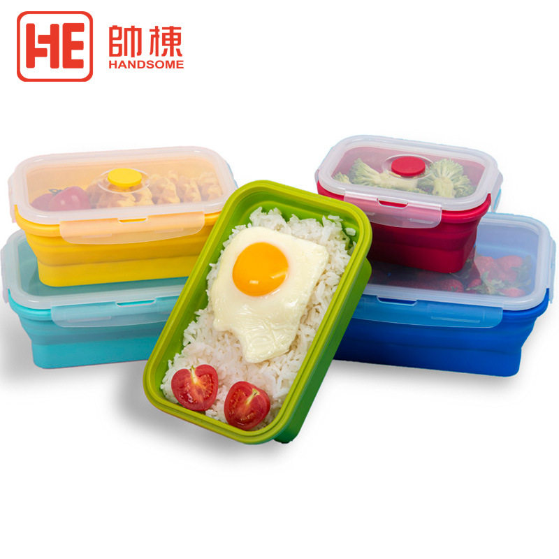 硅胶折叠饭盒保鲜盒冰箱