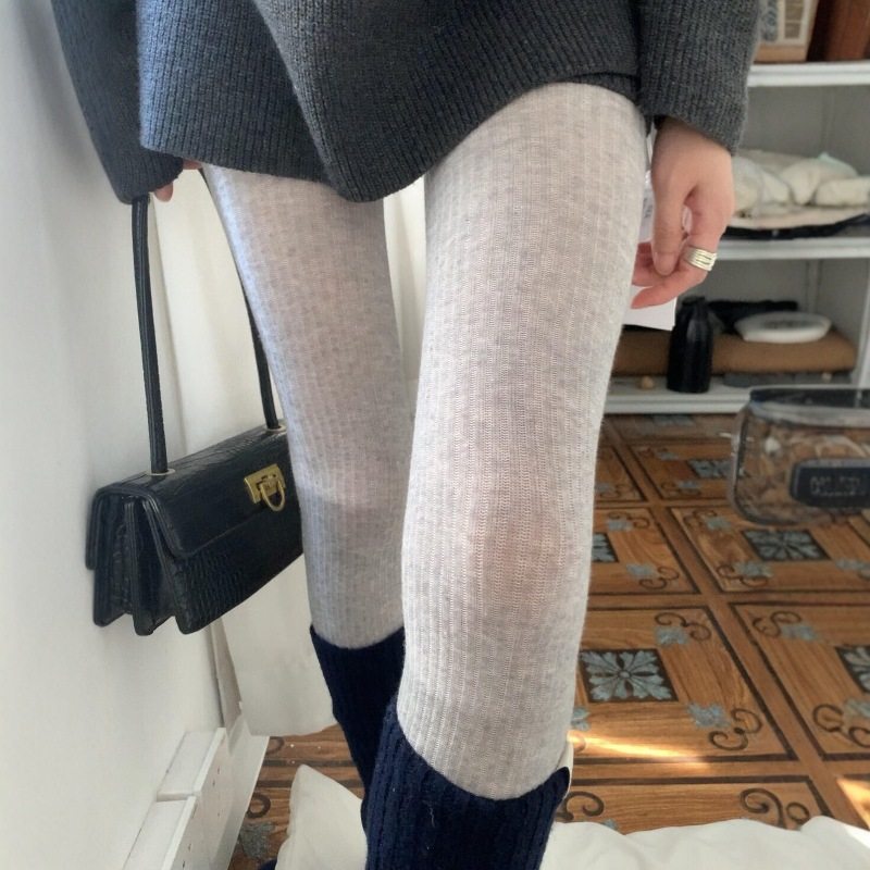 miu系宽条纹微透肉连裤袜薄款半透时髦显瘦打底袜带脚跟的打底裤